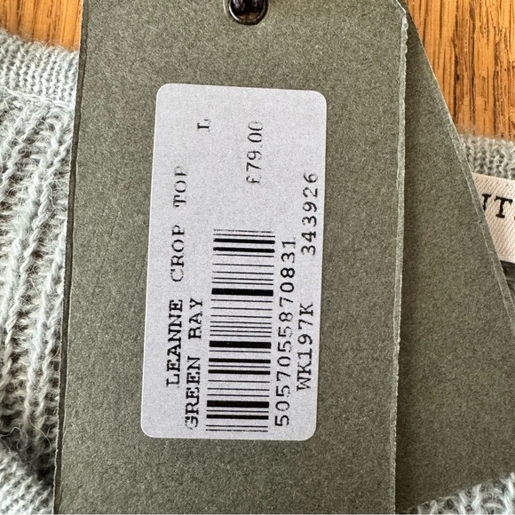 NWT Allsaints Large Leanne Crop Top Green Bay Knit Wool Alpaca Blend - Picture 6 of 9